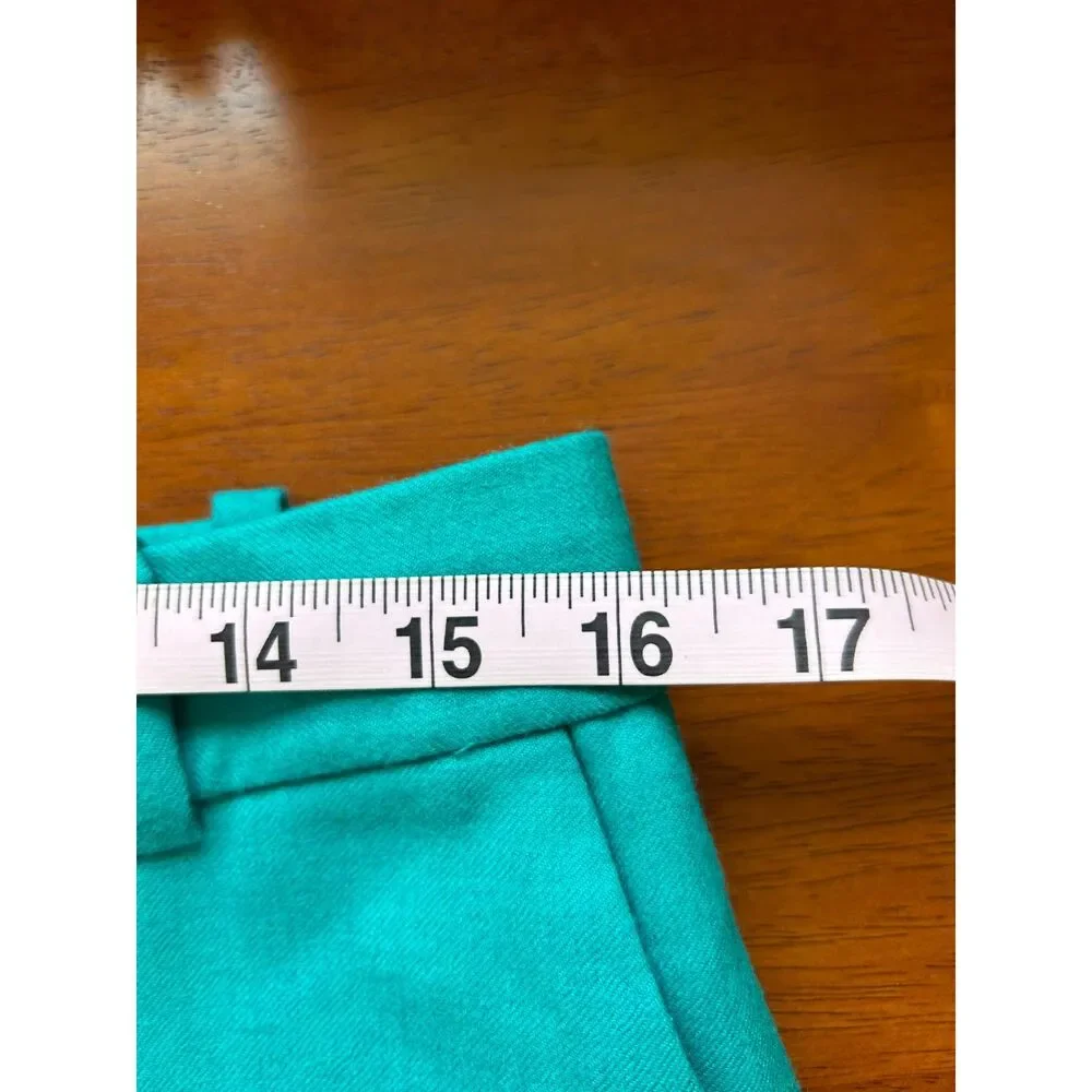 J Crew Cafe Capri 100% Wool Pants women's 6 Cuffed Cropped blue turquoise spring